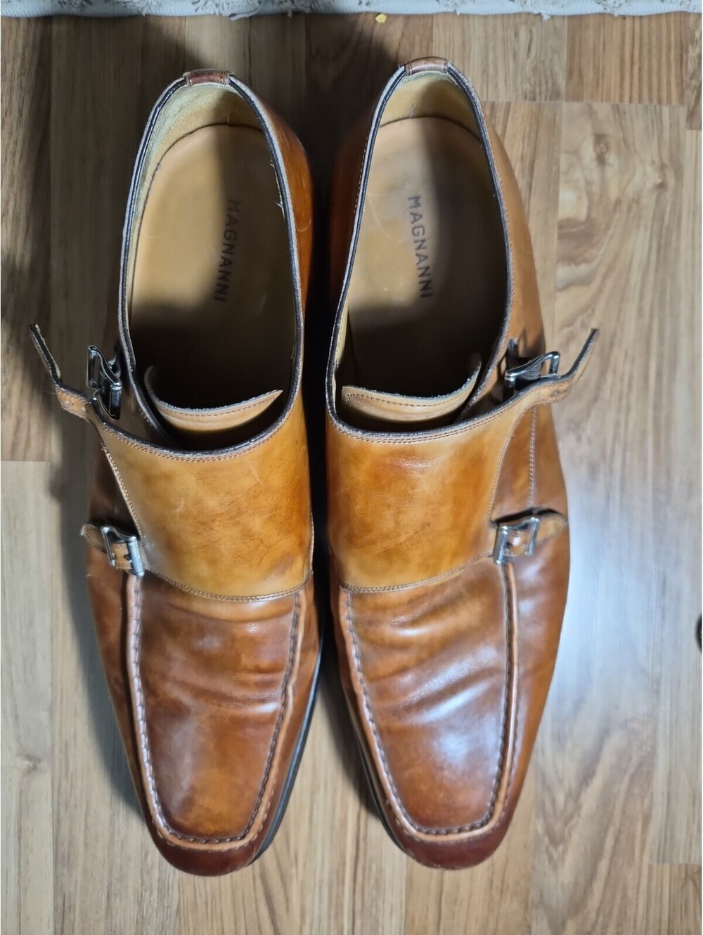 Magnanni Mens Brown Leather Double Monk Buckle Dress Loafers 14